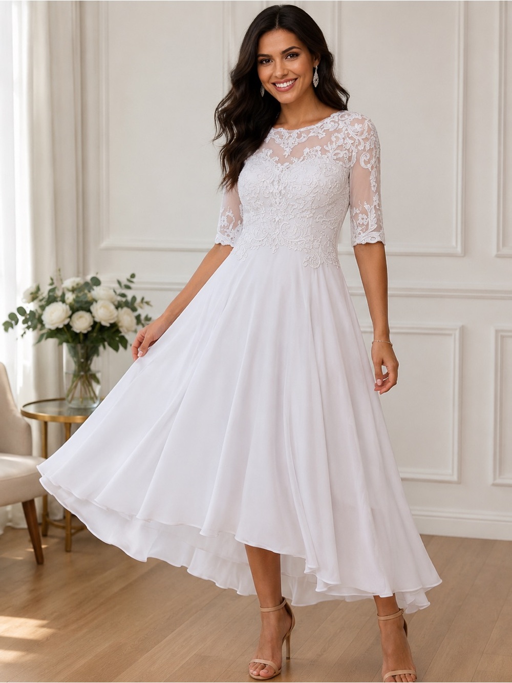 JJs House White Dress - Lace Detail
